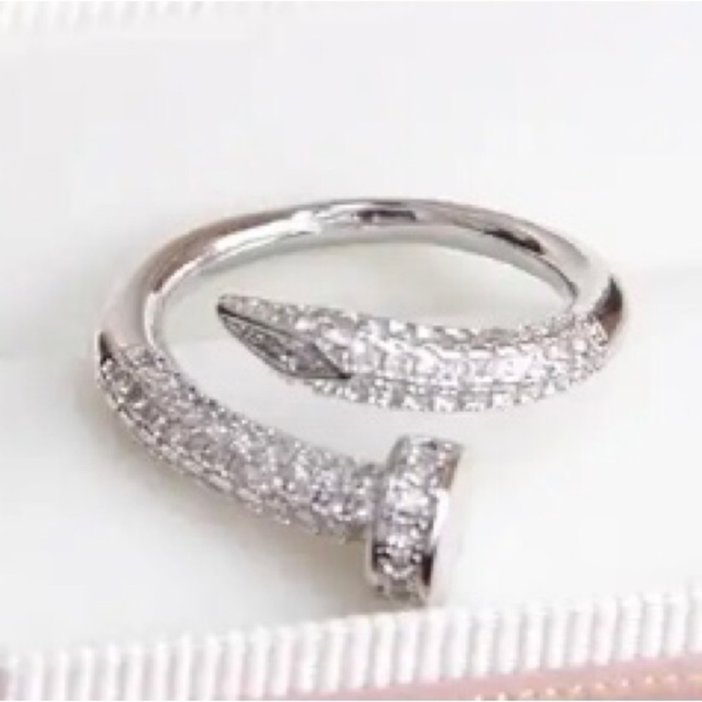 Nail Head Silver Adjustable Ring, With Beautiful … - image 2